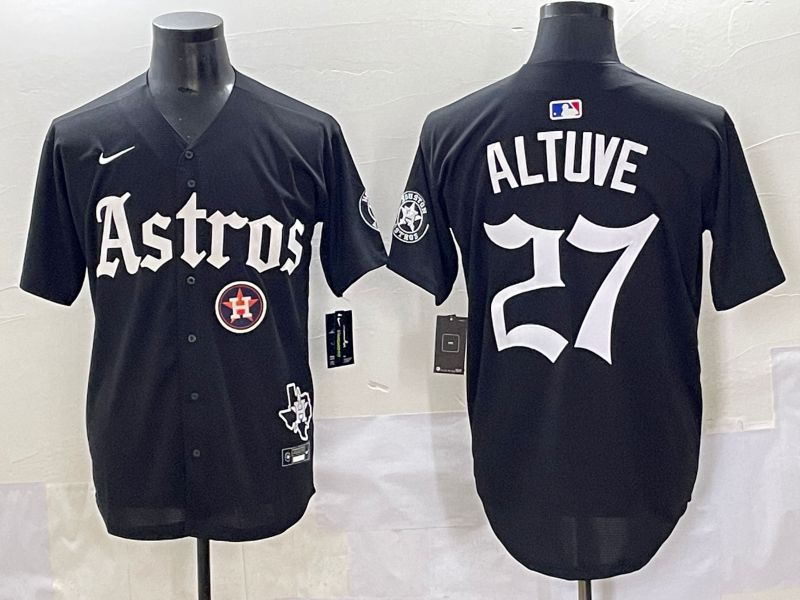Men 2025 Houston Astros #27 Altuve Black Five generations Joint Name Nike MLB Jersey style 20->houston astros->MLB Jersey